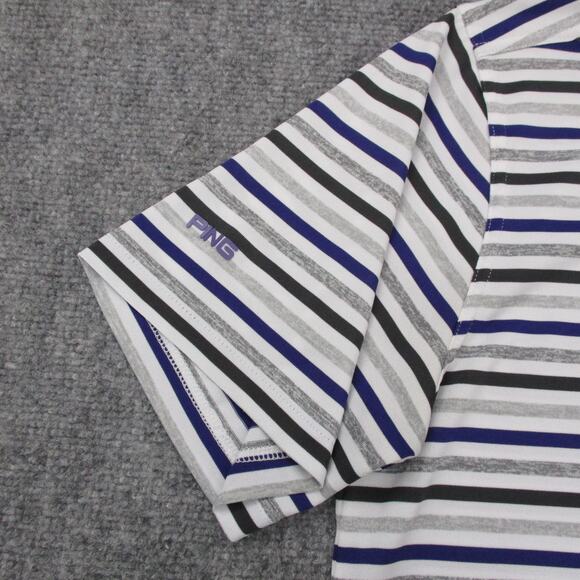 Clemson Tigers Shirt Mens Medium White Gray Striped Polo NCAA Football PING Golf - Picture 9 of 16